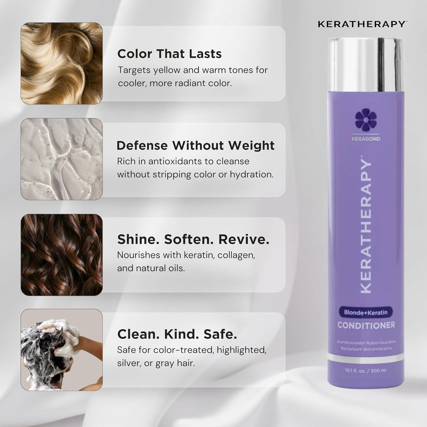 Keratin Infused Violet Toning Conditioner for Blonde Hair - 10.1 fl. oz - Sulfate & Paraben Free