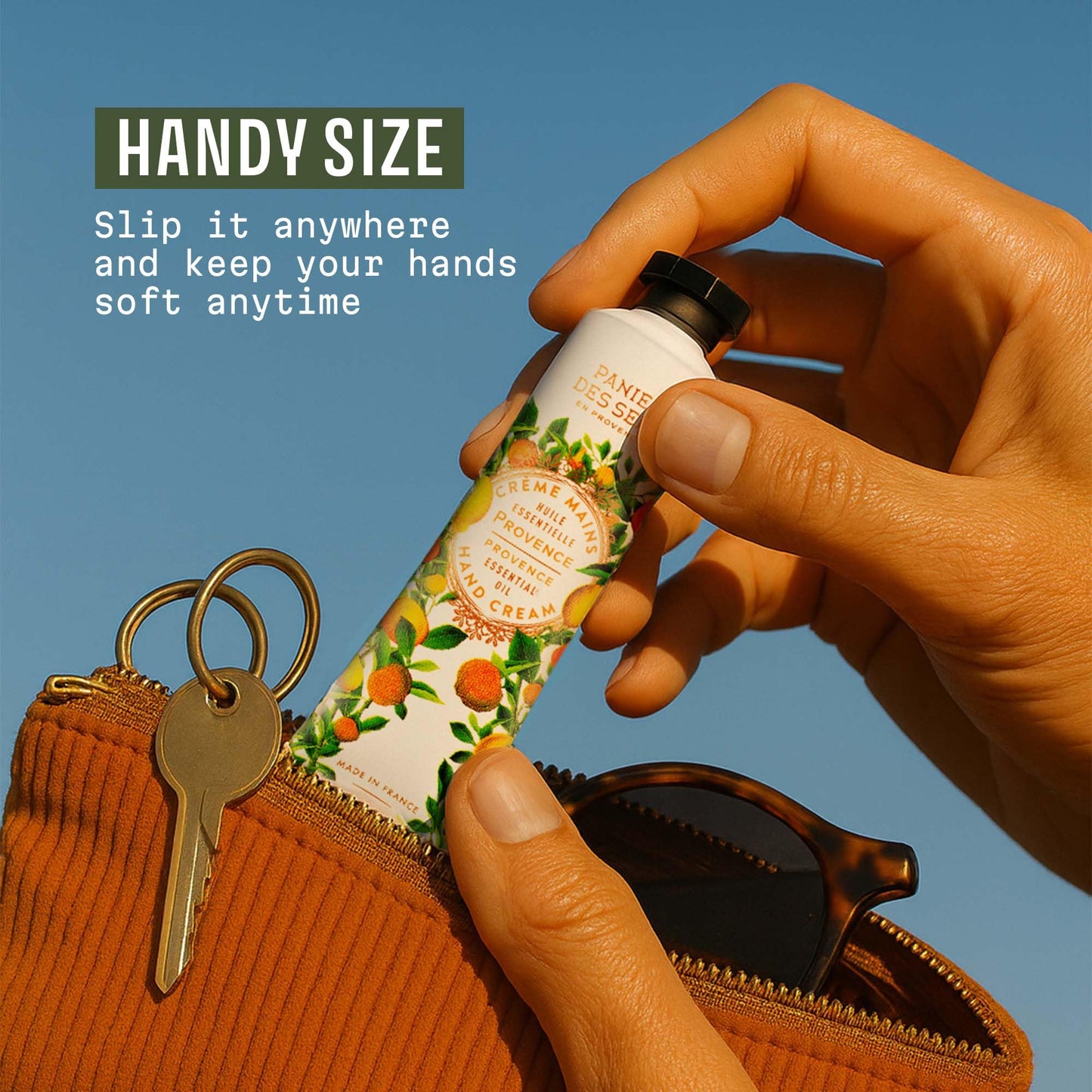 Panier des Sens Provence Citrus Mini Hand Cream for Women – French Travel Size Hand Cream for Dry Hands, Fast-Absorbing Non-Greasy Vegan Shea Butter Moisturizer, 1 Fl Oz