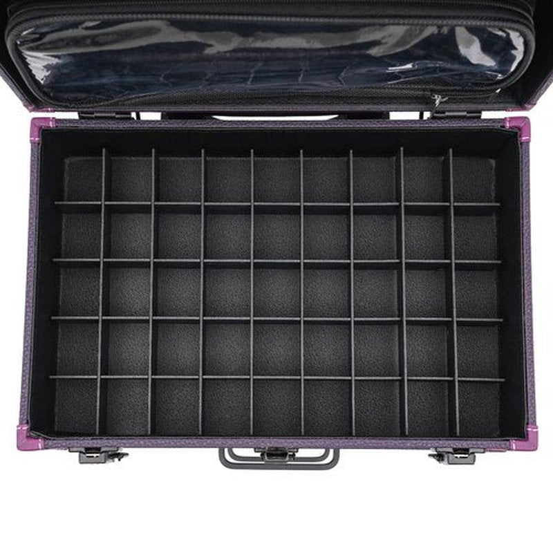 Rolling Makeup Train Case With Drawers,Professional Aluminum Makeup Suitcase With Universal Wheels And Lock,Multifunctional Rolling Makeup Organizer,Suitable For Makeup Artist,Etc (Purple)