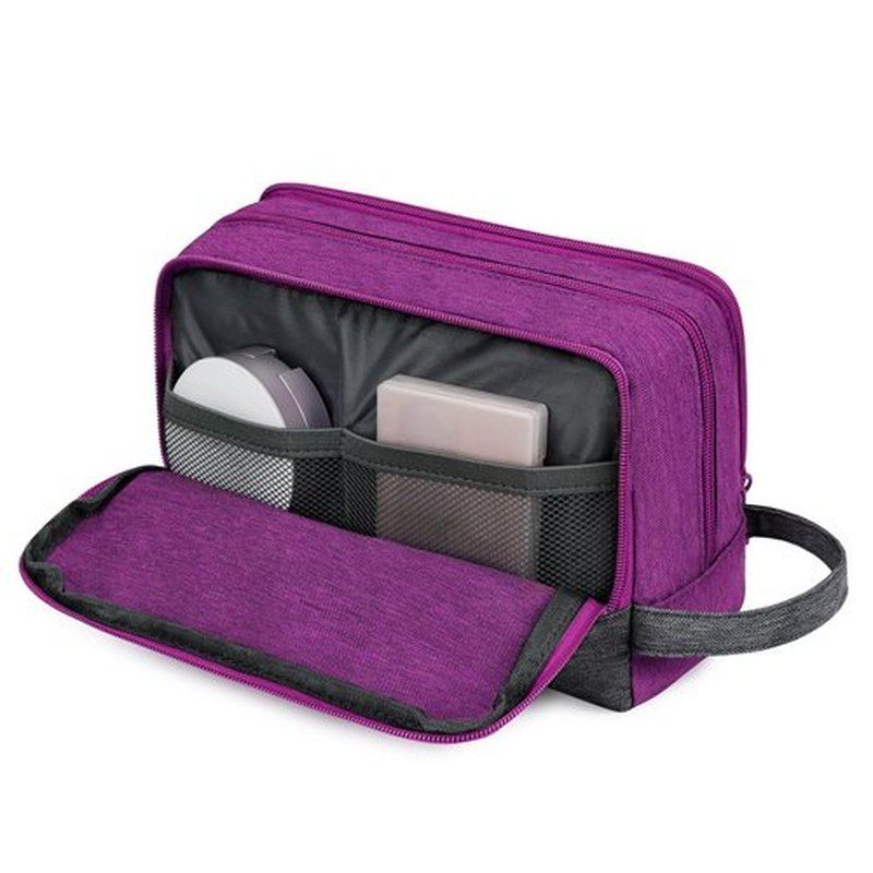 Toiletry Bag for Men Hanging Dopp Kit Water Resistant Shaving Bag Small Toiletry Bag for Traveling (deep purple on gray)