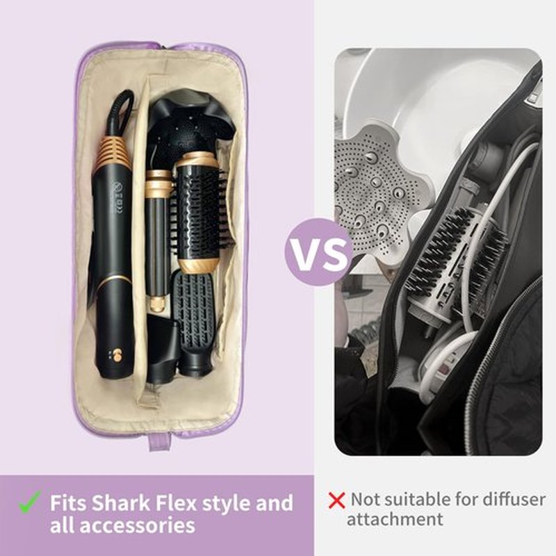 Hair Tools Travel Bag for Shark Flex,Carrying Case Flat Curling Iron Waterproof Organizer,Compatible with FlexStyle Attachment (Purple)