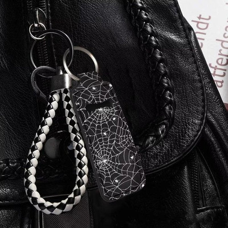 SEANATIVE Cobweb 5PCS Chapstick Holder Key Chain Cute Lip Balm Holder Keychain Clip on Lipstick Lip Gloss Keychain Sleeve Holder for Travel Accessories