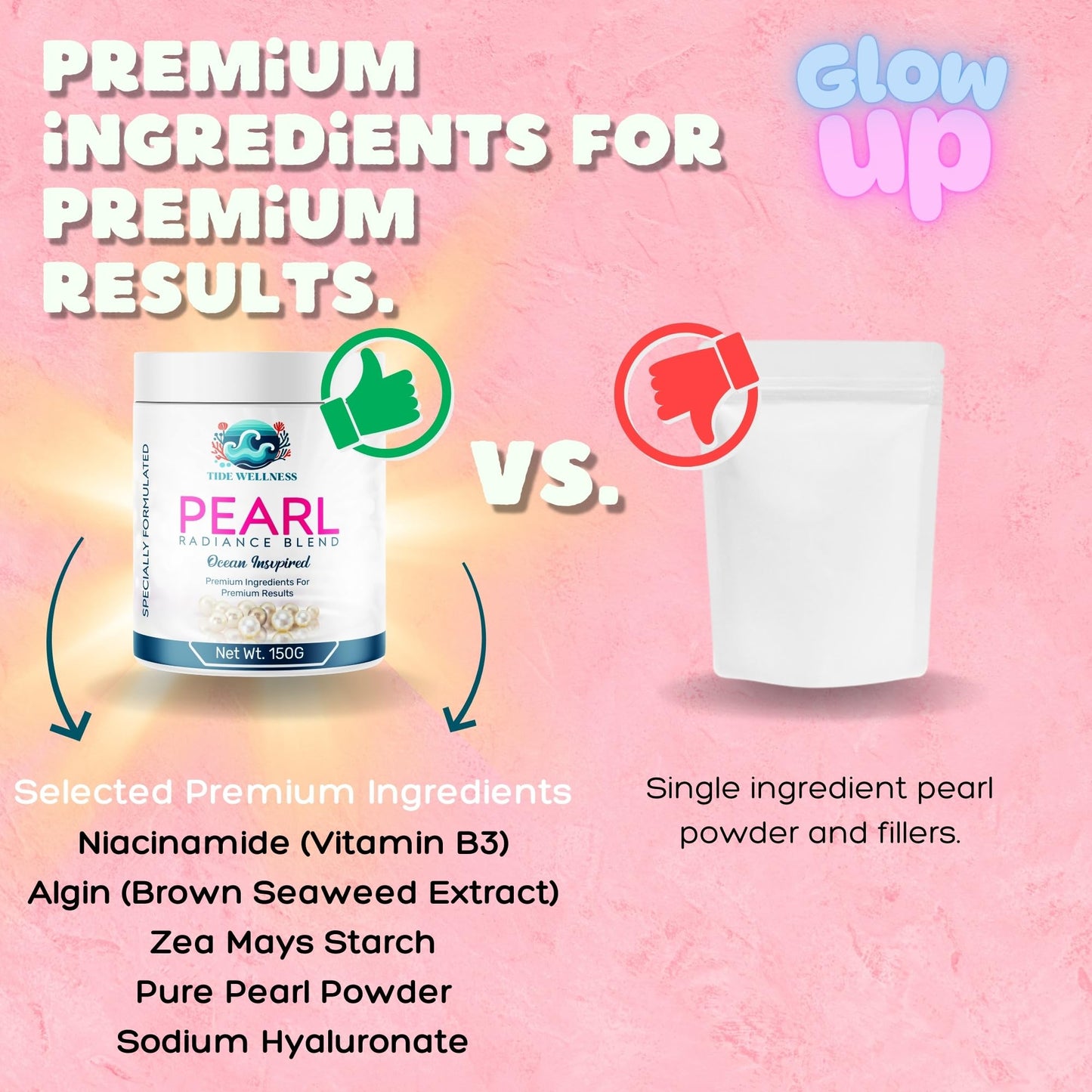 Enriched Pearl Powder for face and skin DIY Facemask, Added Seaweed extract,Vitamin B3,Pure Pearl Powder extract 150 grams of Selected Ingredients for radiant skin tone correction and Brightening