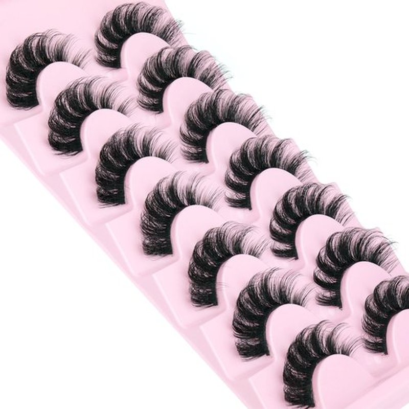 Mink Lashes Fluffy Wispy Lashes Natural Look 3D False Eyelashes D Curl Russian Strip Lashes 7 Pairs Short Fake Eyelash Pack by EYDEVRO