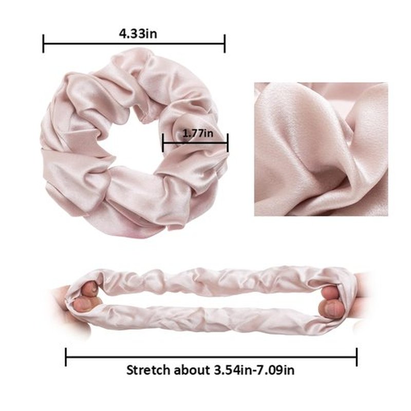 MurierSilk Mulberry Silk Hair Scrunchies - 100% Pure Silk Elastic Ponytail Holders for Women & Girls, Anti-Frizz & Breakage Hair Accessories, Large 4-Pack