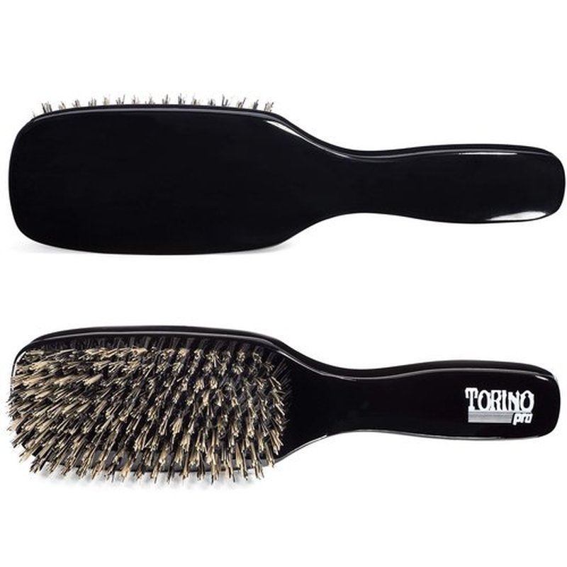 Torino Pro Wave Brush #500 By Brush King - 9 Row, Soft Wave Brush with Long Bristles - Made with 100% Boar Bristles - Great for Polishing/Laying Down Frizz & Finisher - 360 Waves Brush