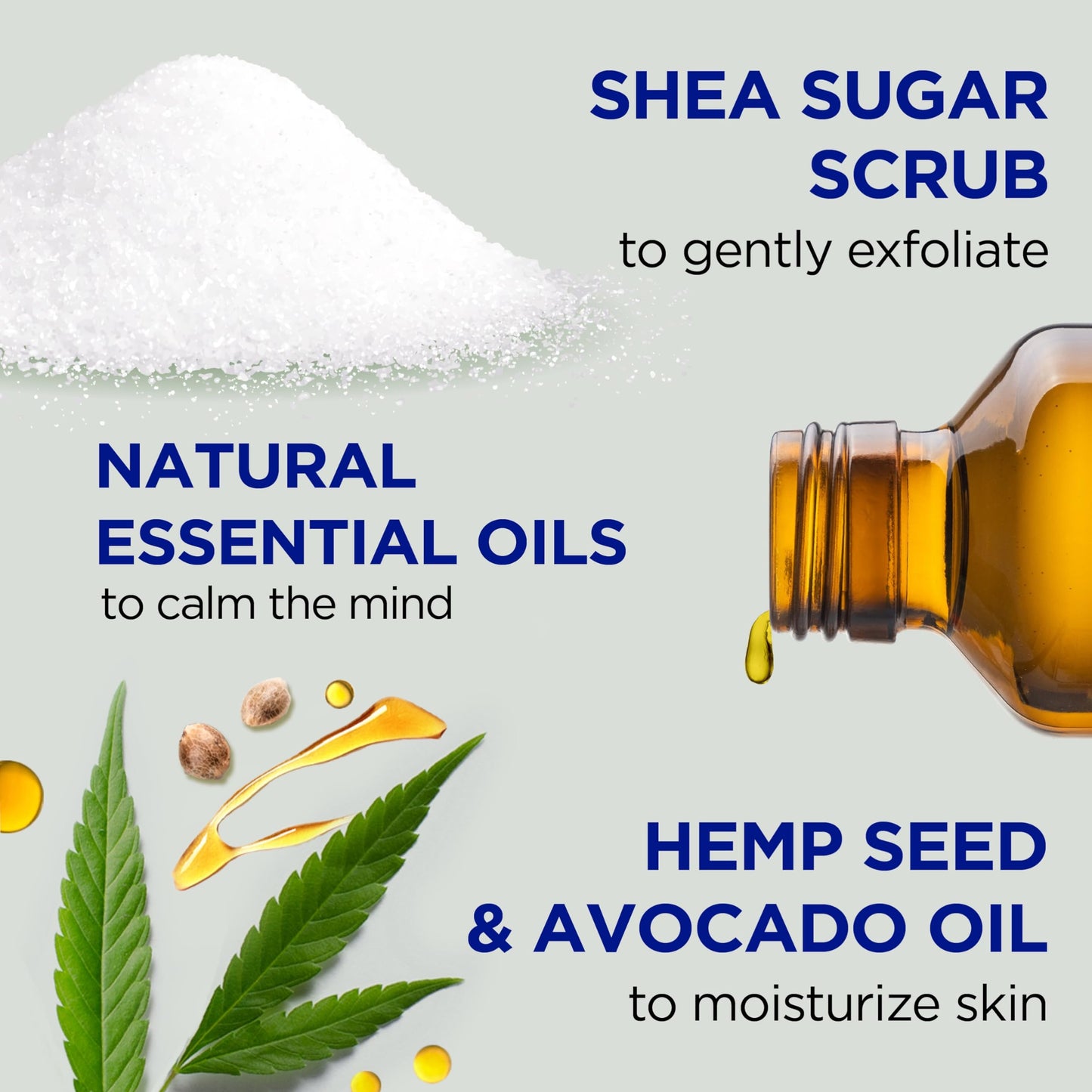 Dr Teal's Shea Sugar Body Scrub, Cannabis Sativa Hemp Seed Oil with Essential Oils, 19 oz (Pack of 3)