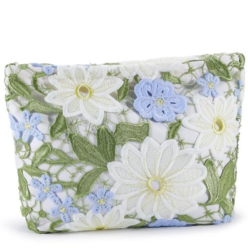 ZLFSRQ Lace Flower Makeup Bag Travel Cute Floral Cosmetic Bags for Women Large Makeup Pouch Zipper Cosmetic Pouch for Purse Aesthetic Makeup Organizer Bag Portable Toiletry Bag
