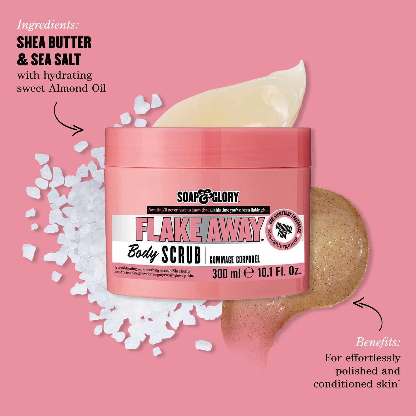 Soap & Glory Original Pink Exfoliating Body Scrub - Body Exfoliator & Dead Skin Remover with Mandarin Extract for Smooth, Radiant Skin - Rose & Bergamot (6.7 fl oz)