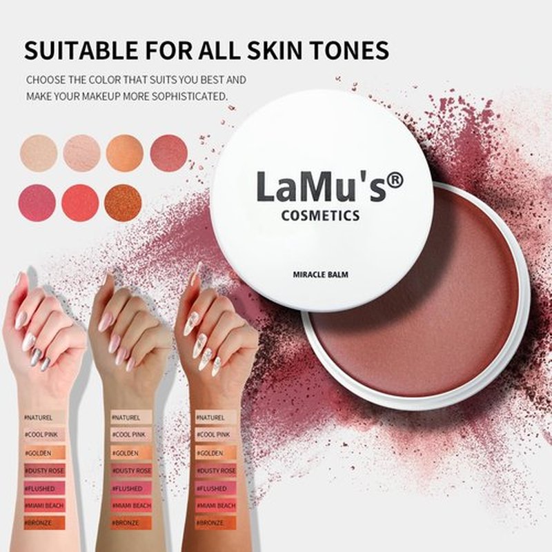 Lamu's Cosmetics Moisturizing Miracle Balm, Multi Glow Balm,Face Balm, Face Blush Cream Blush for Cheeks,Radiant Finish, Hydrating,Natural Glow,Shimmer Balm 50g/ 1.75 Oz(DUSTY ROSE)