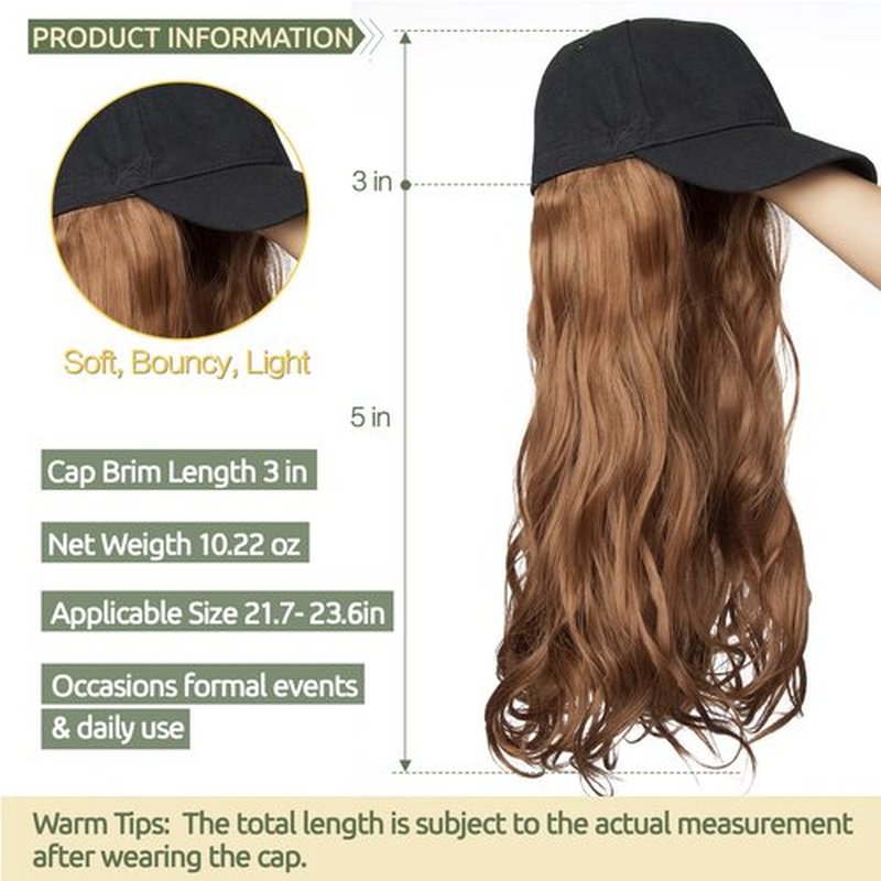S-noilite 16" Baseball Cap with Hair Baseball Hats with Hair Attached Curly Wavy Cap Wig with Hair Extensions Adjustable Culry Baseball Hat Wig for Women (16" -Curly, Sandy Blonde & Bleach Blonde)