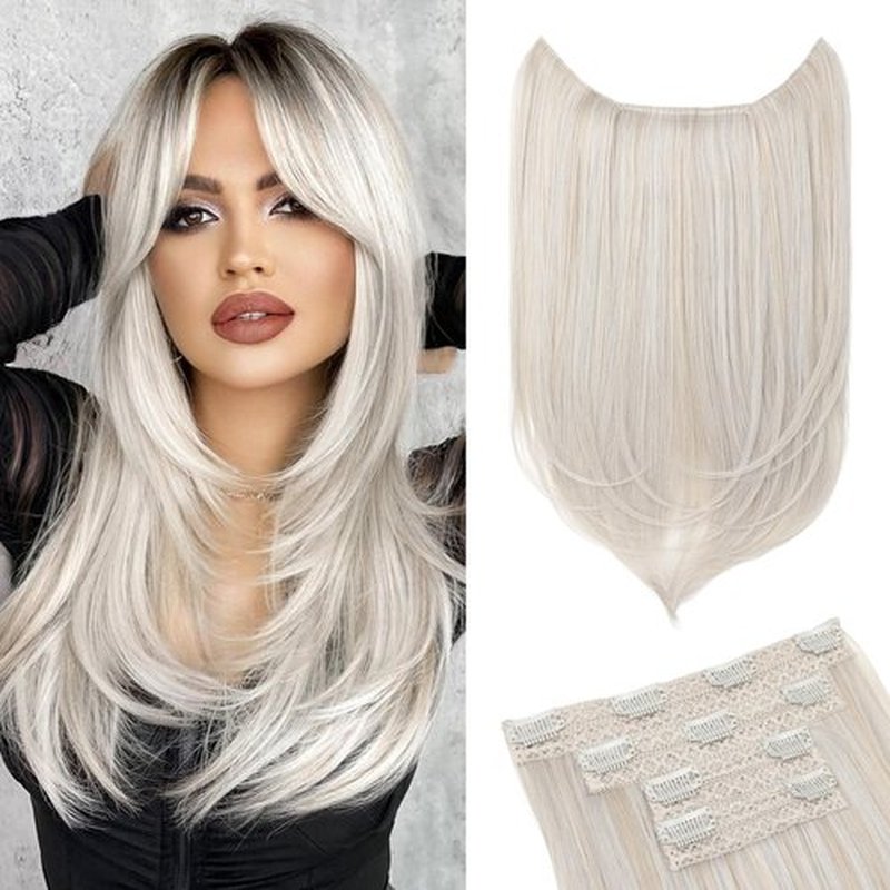 NTYNTY Hair Extensions, 4PCS 18" Clip in Hair Extensions Layered Cut Natural Lightweight Hairpieces with Thinner Softer Invisible Weft for Women - Pearl Blonde
