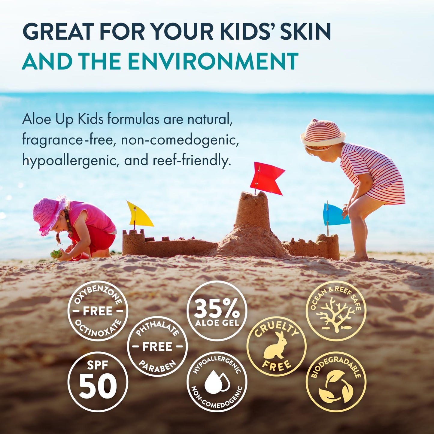 Aloe Up Kids Sport Sunscreen Spray SPF 50, Water Resistant, 5.5 oz