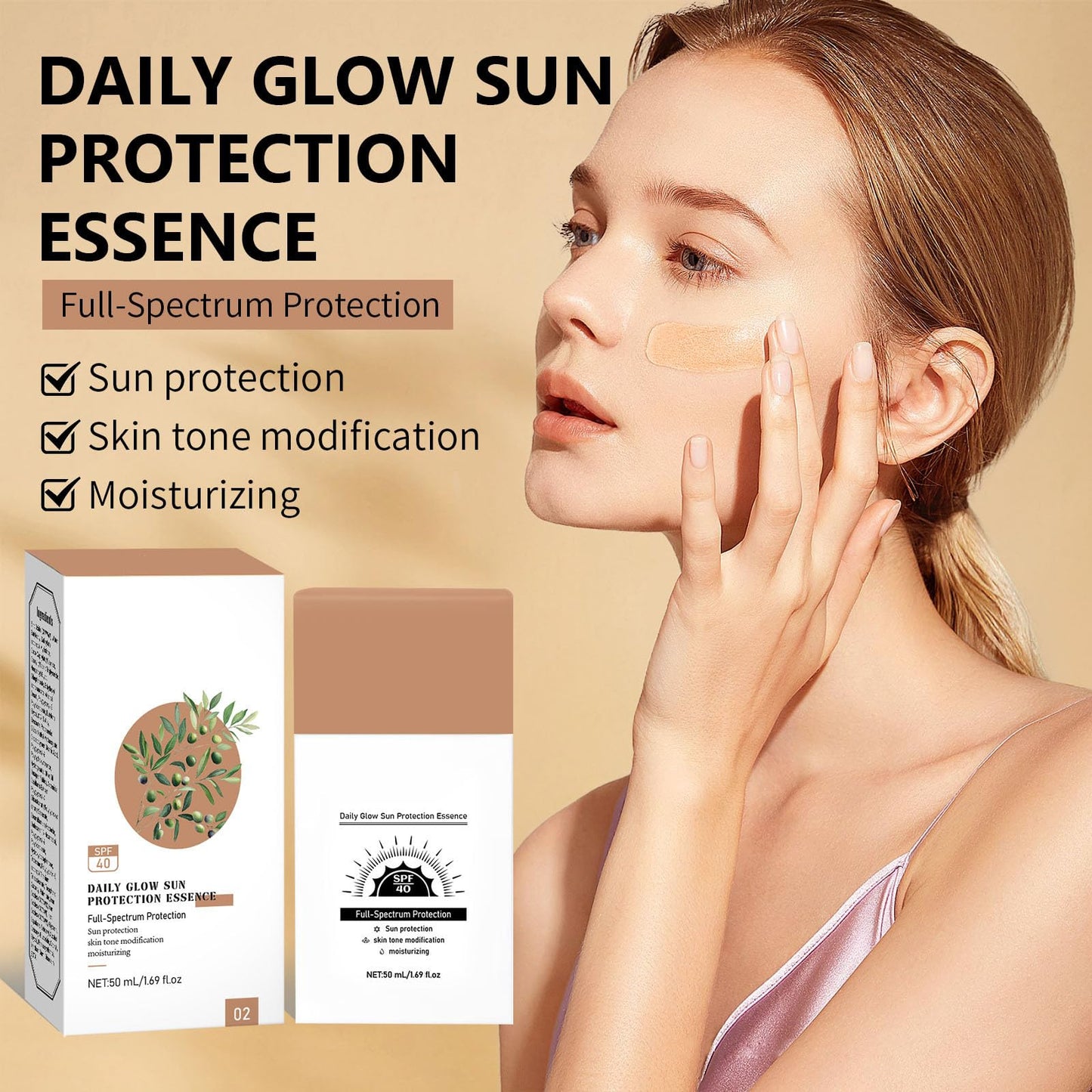 Daily Tinted Fluid Sunscreen for Face SPF 40, Korean Skincare Moisturizing Fluid with Hyaluronic Acid & Vitamin E, Sheer Lightweight Broad Spectrum Protection, Vegan & Cruelty-Free, 1.69 fl.oz (102)