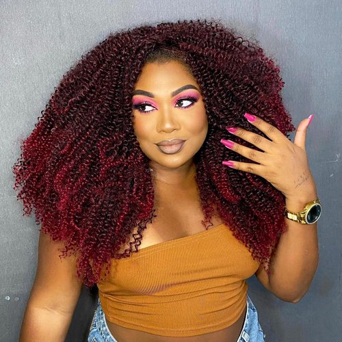 WIGER Kinky Curly Braiding Hair Marlybob Crochet Hair 1B/BUG Jerry Curly Passion Twist Hair 18 Inches Long Curly Crochet Braids for Women Synthetic Kinky Twisted Hair Extensions (6 Packs, 1B/BUG)