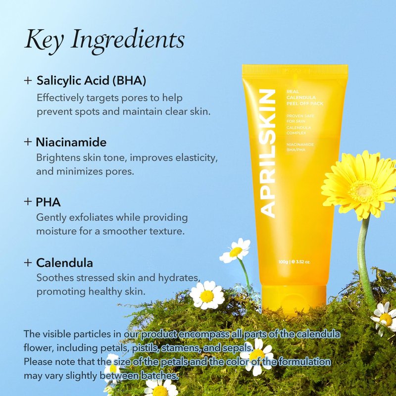 Calendula Peel Off Mask Duo | Gentle Skin Care with Jelly Brush for Glowing Complexion