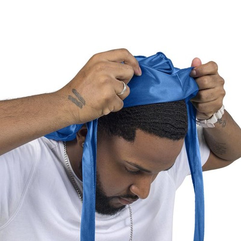 ForceWave Silky Durag for Men Wave Cap Satin Dorag for Men Women 360 Wave (Peacock Blue)