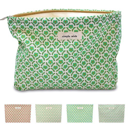 STARDW Flower Cosmetic Bags Makeup Bags for Women,Travel Makeup Bag Large Capacity Canvas Makeup Bag,Makeup Organizer Bag Zipper Pouch (Green Flora)