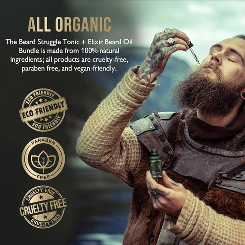 The Beard Struggle - Day Liquid Tonic Beard Oil - Platinum Collection, Vanir's Wisdom - Beard Oil for Men - Moisturize, Softens Hair, Reduces Itch - Day Time Beard Growth Oil (1 Fl oz)