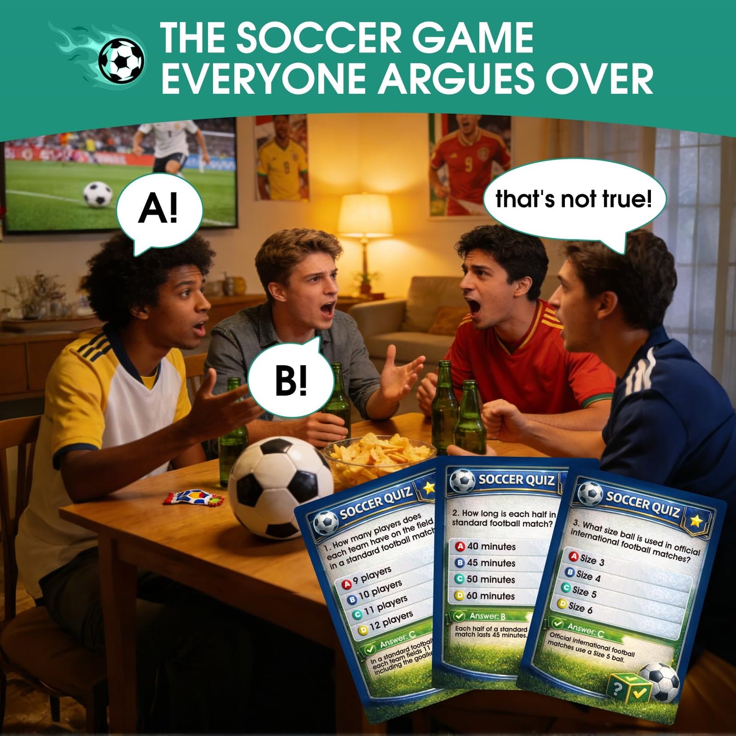 JOH World Cup 2026 Soccer Trivia Card Game - Over 200 Soccer Trivia Questions | Family Game Night | World Cup 2026 Soccer Cards Games for Kids & Adults | Soccer Gift