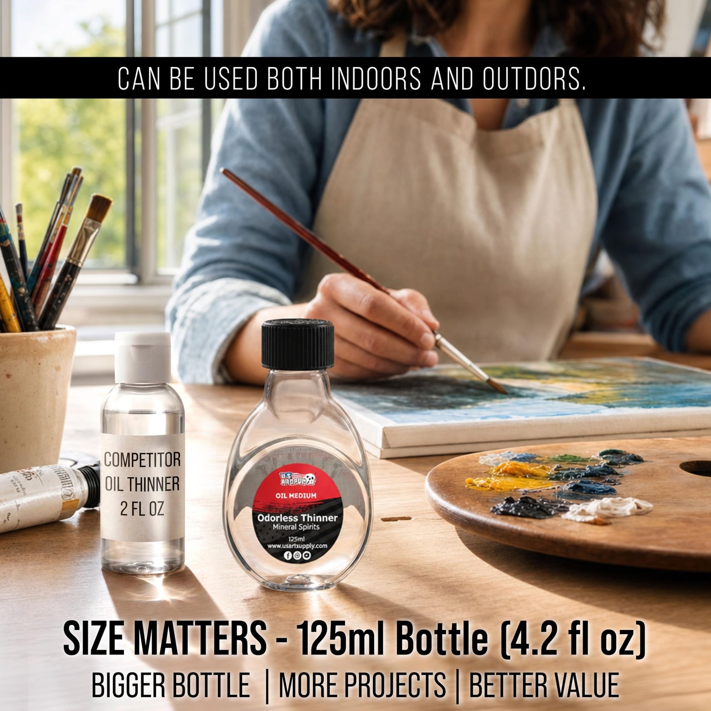 U.S. Art Supply Odorless Mineral Spirits for Cleaning 125ml - Solvent for Artists, Odorless Paint Thinner for Oil Painting
