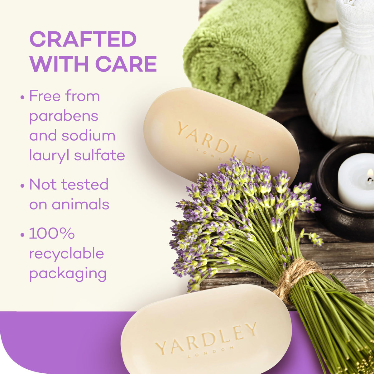 Yardley London English Lavender with Essential Oils Soap Bar, 4.25 oz Bar (Pack of 1)