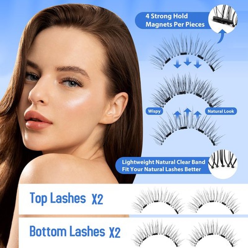 JIMIRE Magnetic Eyelashes with Applicator Magnetic Wispy Magnetic Lashes Reusable Magnetic Eyelashes without Eyeliner No Glue No Eyeliner Needed Wispy Magnetic Lashes 1 Pairs Pack