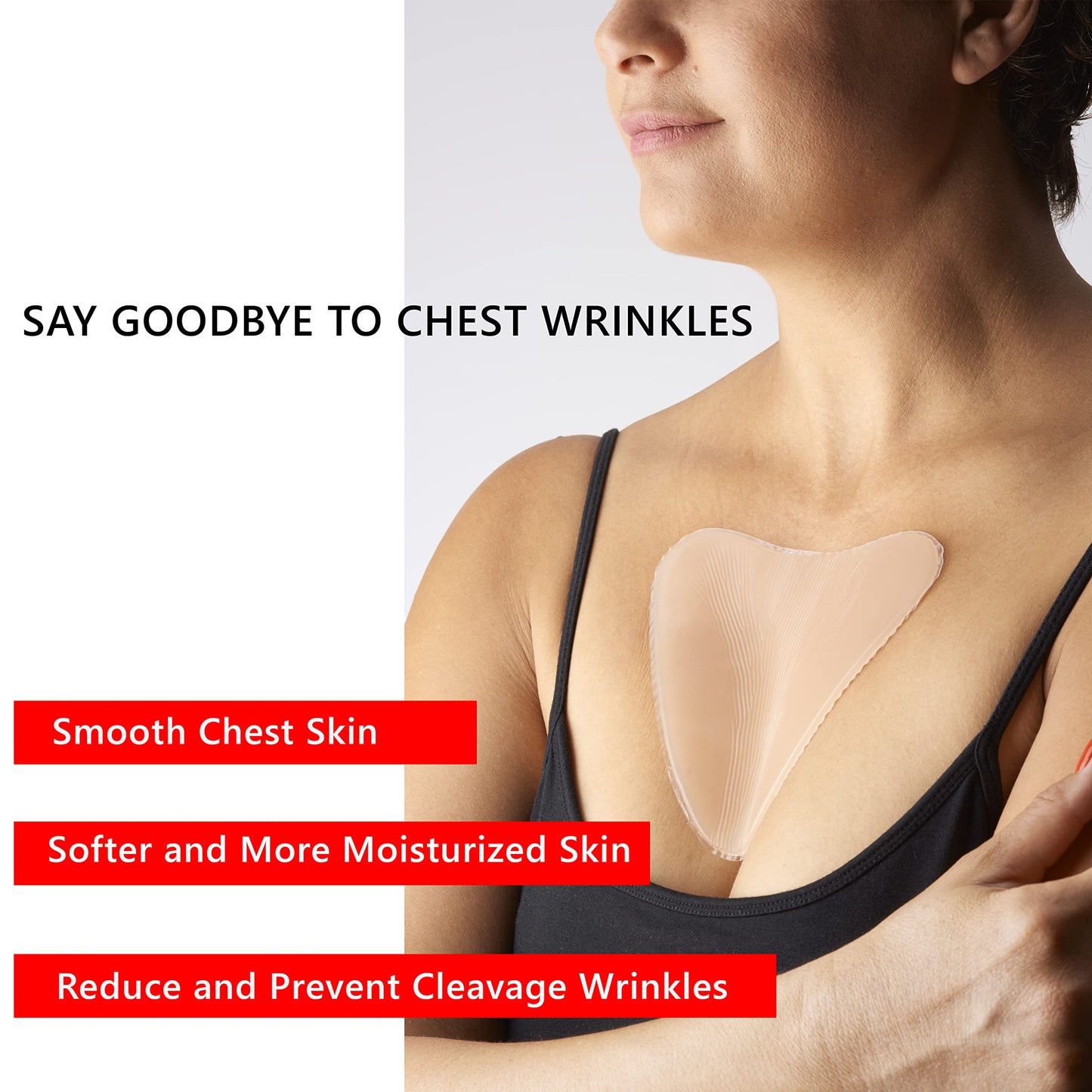 DoSensePro Reusable Silicone Chest Wrinkle Pads, Set of 2 Decollete Patches for Side Sleepers, Helps Reduce Cleavage & Chest Sleep Lines, Hydrating Anti-Aging Chest Pads for Women