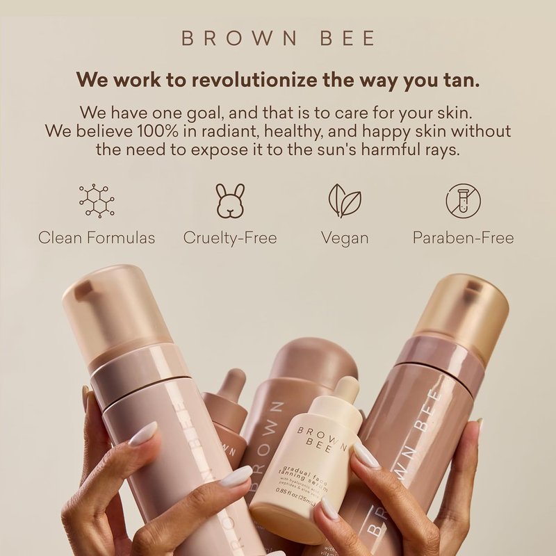 Brown Bee Self Tanning Mousse Refill - Fast-Drying Organic DHA Tanning Foam, 200ml | Almond Scent