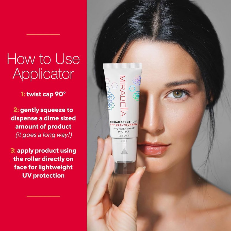 Hydrate Prime Protect Face Primer with SPF 30 - Age-Defying Sunscreen Roller with Hyaluronic Acid | 1.35 fl. oz for All Skin Types