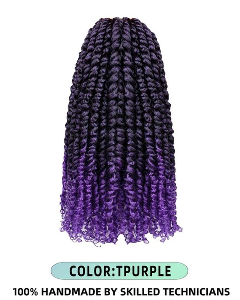 crochet twists pre looped-14 Inches 8 Packs Passion Twist Crochet Hair for Black Women and Kids-Omber Purple,Soft Lightweight Hair Extension(14"-8 Packs,T1B/Purple)