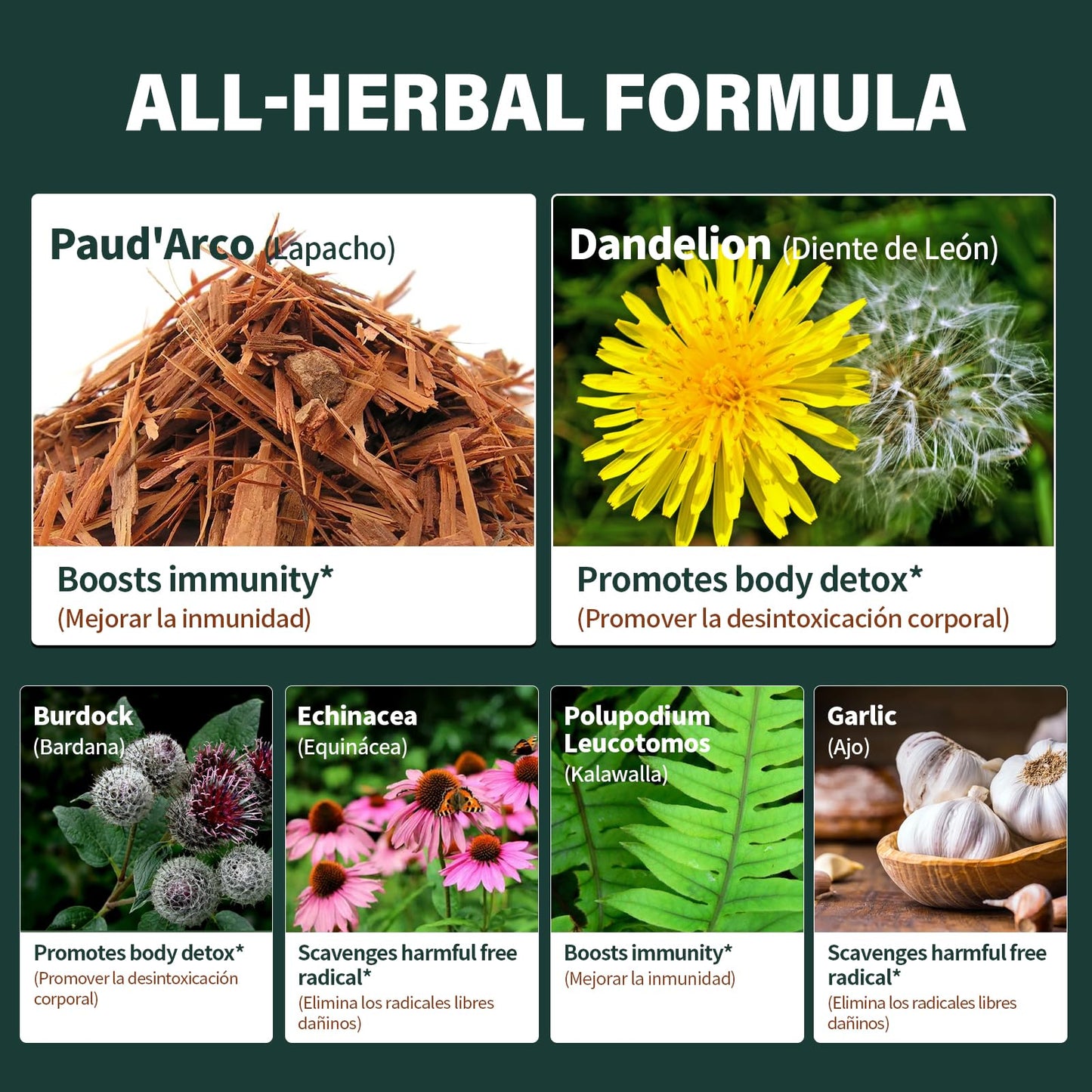 Nabouherb PAU d'Arco Extract Liquid Drops for Immune Support, PAU d arco Inner Bark Tincture Absorbs Better Than Capsule & Tea, 6-in-1 Herbal Blend w/Echinacea Burdock for Body Detox Cleanse.2oz
