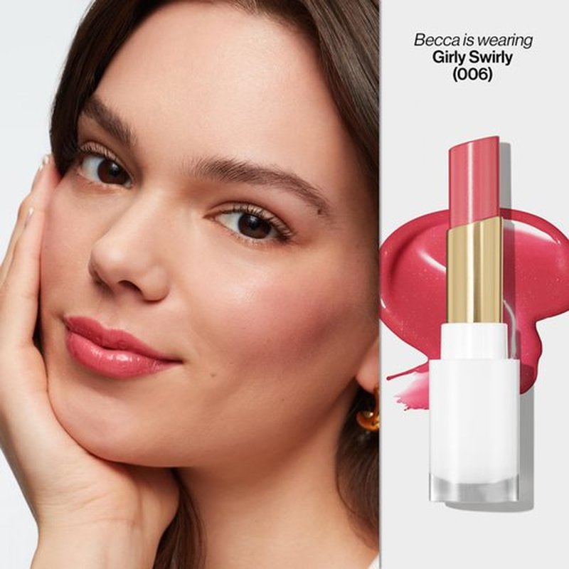 Revlon Super Lustrous Glass Shine Balm, Hydrating Tinted Lip Balm, Sheer, Glossy Shiny Finish, 006 Girly Swirly, 0.11 oz