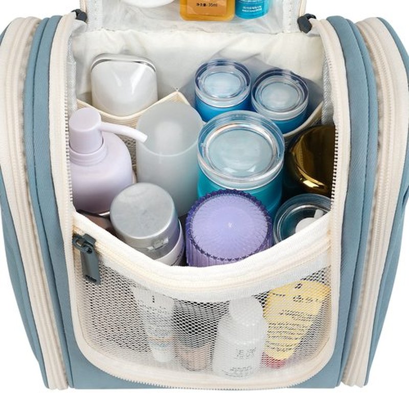Narwey Small Hanging Travel Toiletry Bag Cosmetic Make up Organizer for Women and Men (Medium, Greyish Blue)