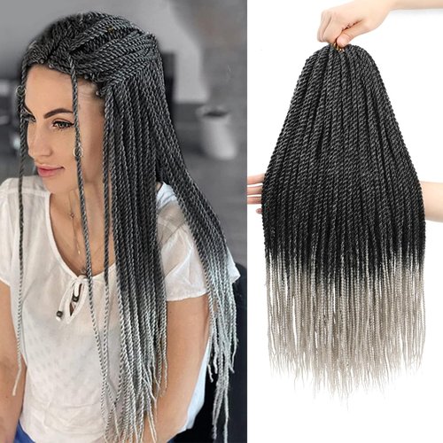Senegalese Twist Crochet Hair for Black Women 14 Inch Pretwisted Crochet Hair 7 Packs Boho Goddess Twist Crochet Hair Pre Looped Hot Water Setting Crochet Twists with Natural Straight Ends