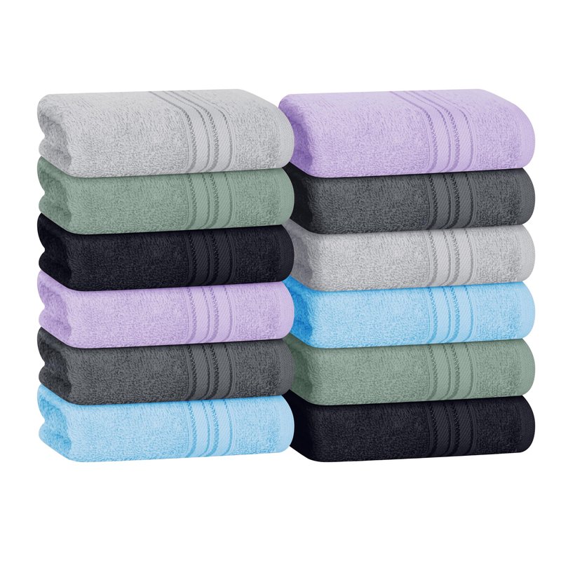 BOUTIQUO Ultra Soft Cotton Washcloths, Contains 12 Piece Face Cloths 12x12 inch, Ideal for Everyday use Face Towels, Compact & Lightweight Multi Purpose Washcloths - Multi Color