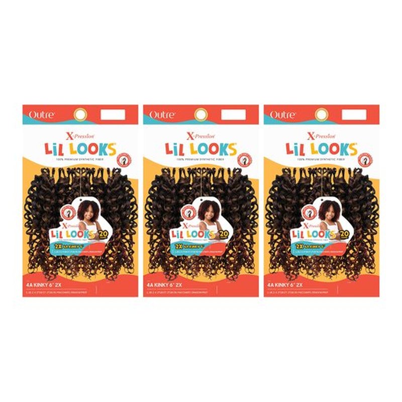 Outre Crochet Braid X-Pression Lil Looks 2X 4A KINKY 6" (3-Pack, 4)