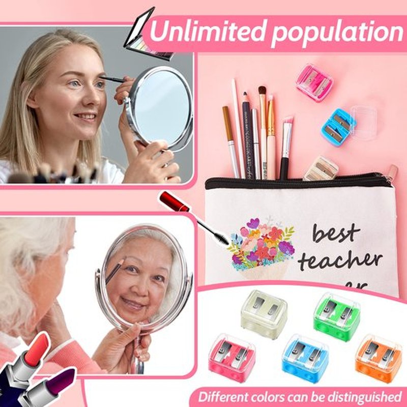 5 Pack Makeup Pencil Sharpener Eyeliner Sharpener Lip Pencil Sharpener Cosmetic Pencil Sharpener Dual Sharpener (Multi Colors)