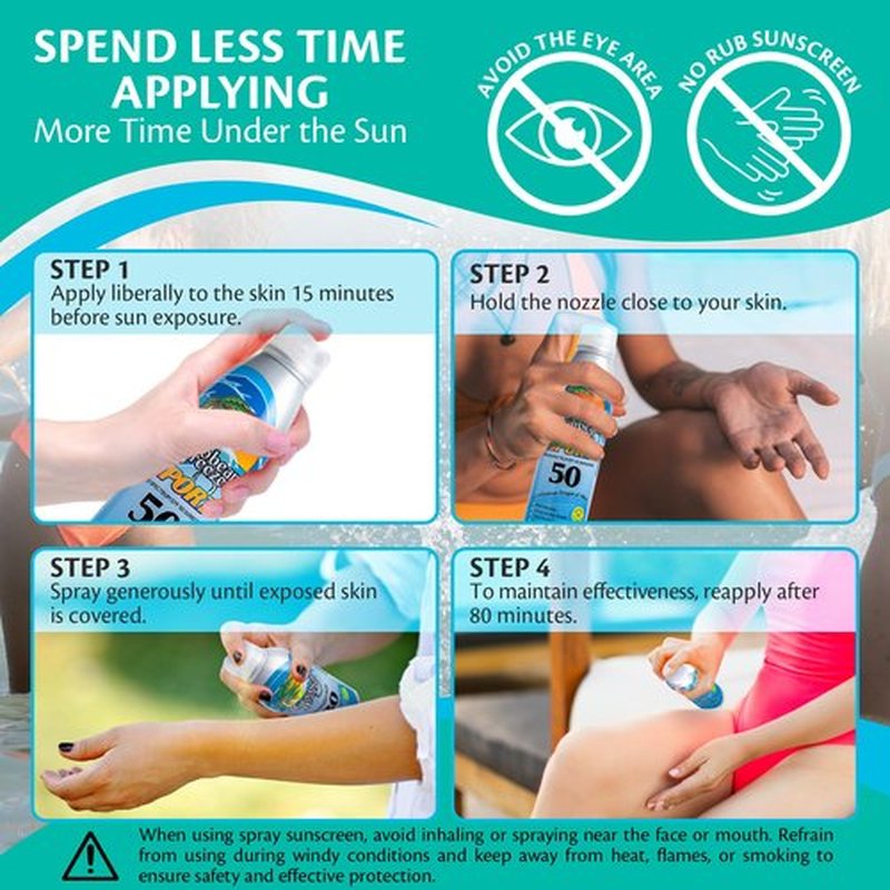 Caribbean Breeze Continuous Tropical Mist SPF 50 Sunscreen Spray Sport, Reef Safe Sunscreen Spray, Up to 80 Minutes Water Resistant Spray, 5.5 Ounces