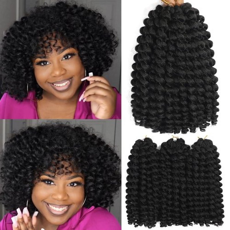 Jamaican Bounce Crochet Hair - 12 Inch Ringlet Twist Extensions with Jamaican Bounce (5 PCS, 1B)