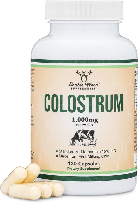 Colostrum Supplement - 1,000mg Bovine Colostrum Powder | 120 Capsules, 15% IgG Immunoglobulins