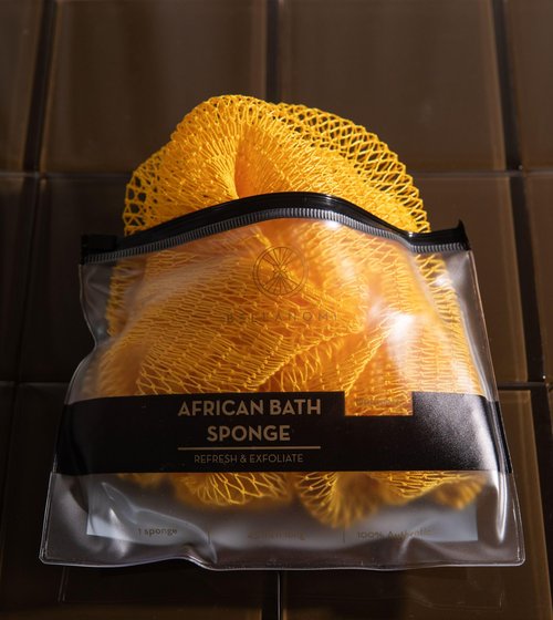 Bellanomi African Exfoliating Net Sponge Authentic Ethically Sourced from Nigeria 45 inch Long (Yellow)