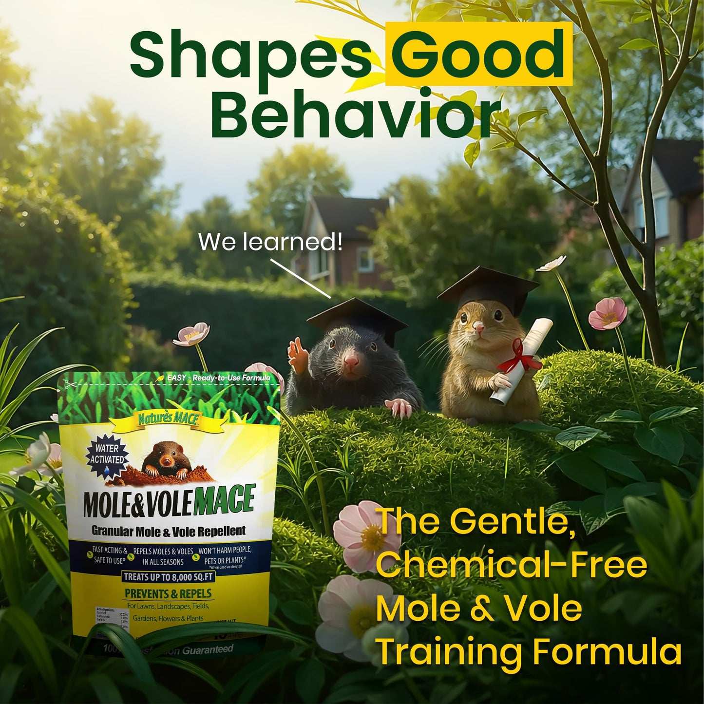 Nature's MACE Mole & Vole MACE – Yard & Garden Granules, Castor Oil Formula, Outdoor Use, Plant & Pet Safe, 160 Fl Oz (Pack of 1)