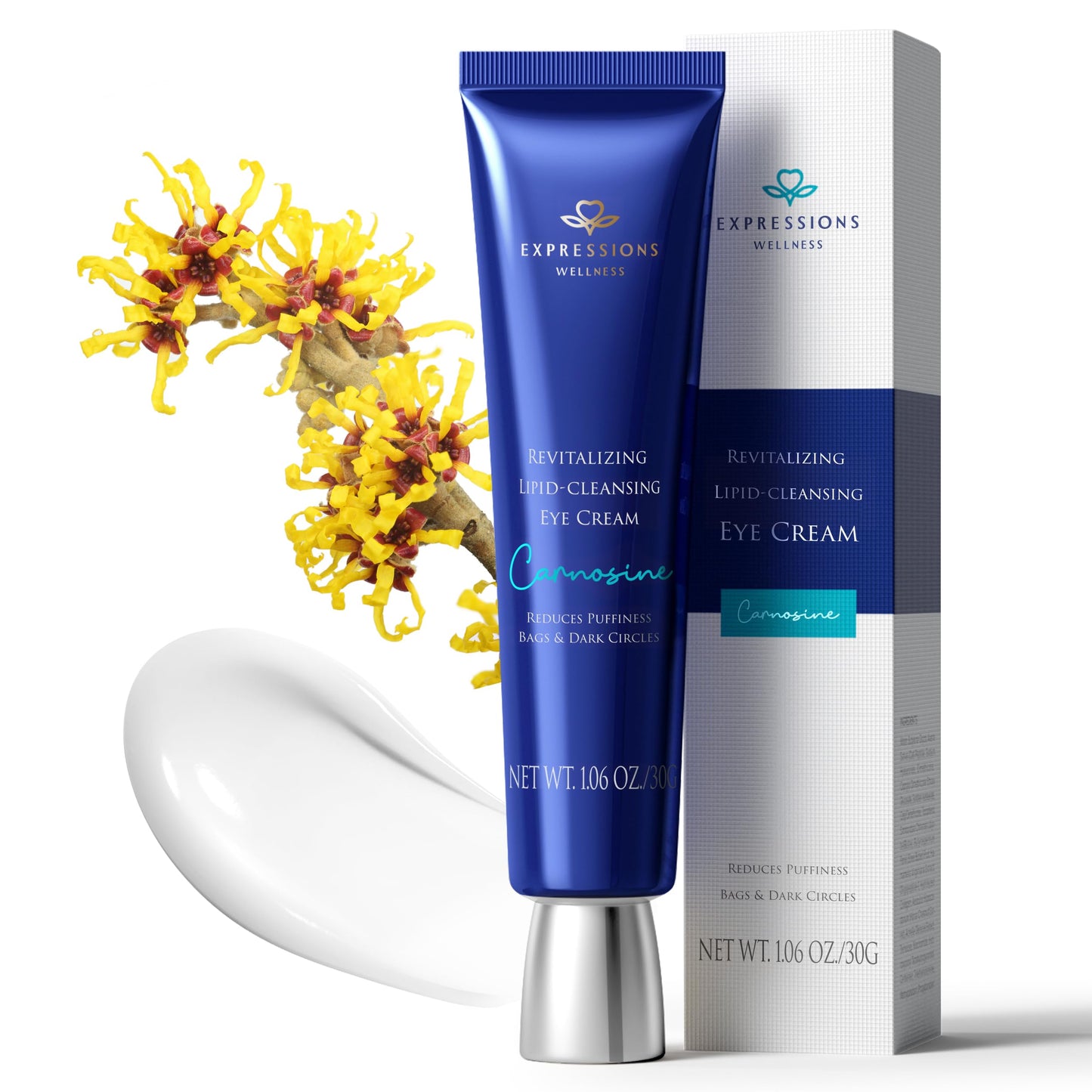 EXPRESSIONS WELLNESS Retinol Eye Cream for Dark Circles with Caffeine Peptides Niacinamide Tranexamic Acid, Under Eye Cream for Puffiness and Eye Bags, Hydrating Firming Korean Eye Care 1.06 oz Silver