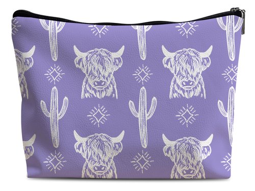 Lacosu Western Makeup Bag,Western Gifts For Women,Cow Makeup Bag,Cowgirl Stuff,Western Stuff For Women,Western Gifts,Cowgirl Gifts(Leather COW U)