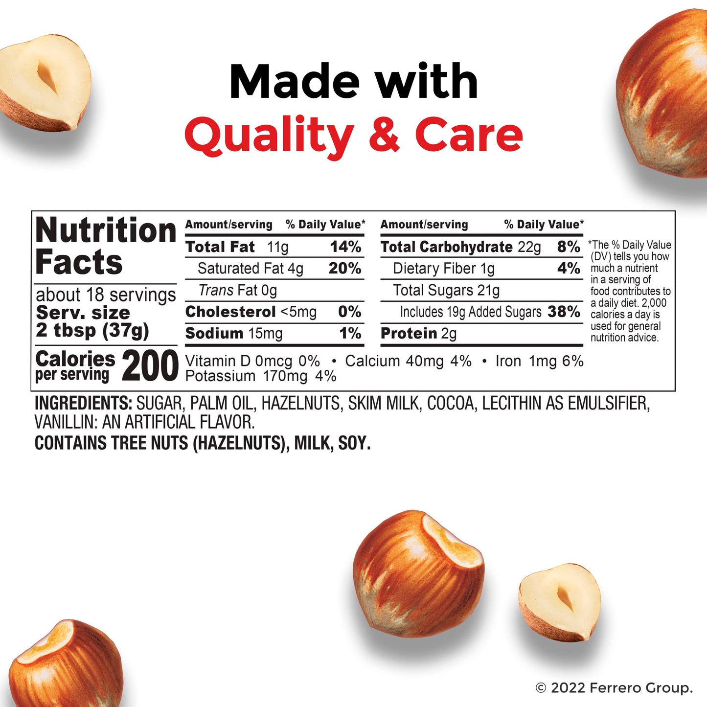 Nutella Chocolate Hazelnut Spread with Cocoa, Sweet topping for baking, breakfast and desserts, 2 Pack, 22.9 oz Each