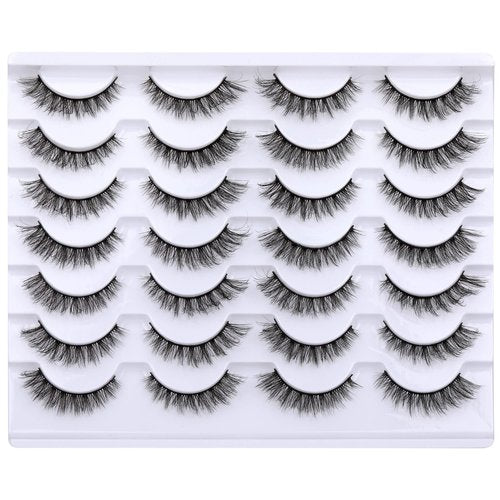 Newcally Cat Eye Lashes Natural Look False Eyelashes Short Wispy 3D Fluffy Fake Eye Lashes Pack 14 Pairs