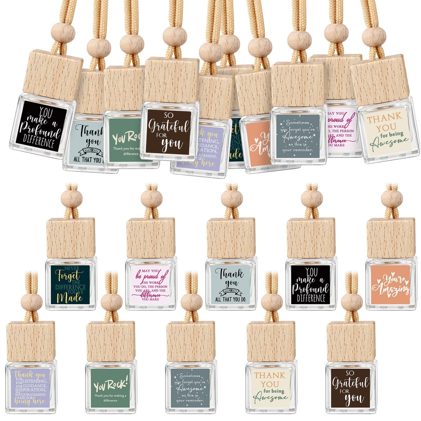 Havawish 20 Pcs Employee Appreciation Gift Bulk Car Diffuser Air Freshener Hanging Ornament Back to School Gifts for Teacher Glass Essential Oil Diffuser Thank You for Coworker Staff Volunteer