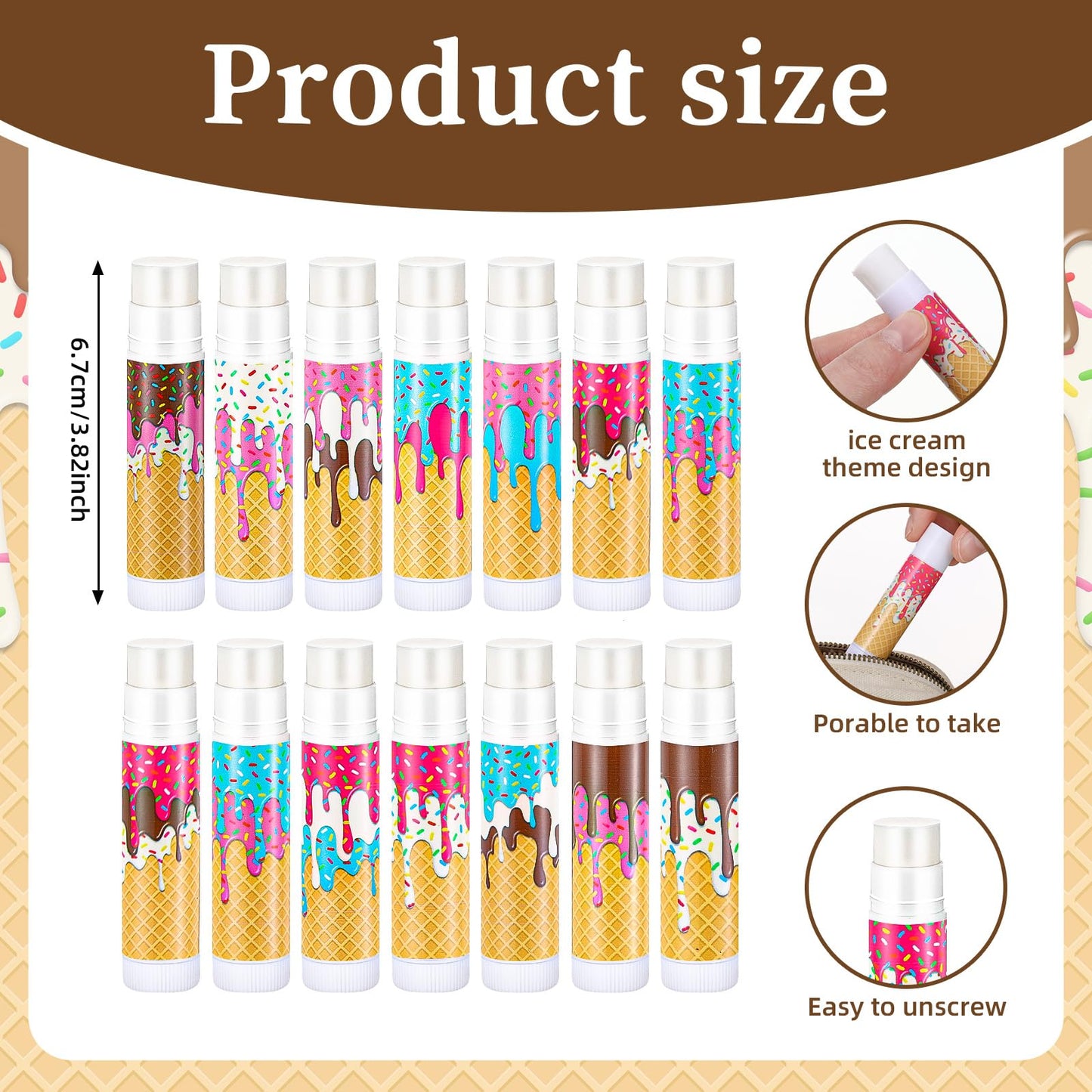 Maxcheck 48 Pcs Baseball Ice Cream Drip Lip Balm Baseball Gift Party Favors Bulk Summer Sport Party Favor for Team Gift for Dripping Sports Birthday Teen Adults Graduation, 12 Styles