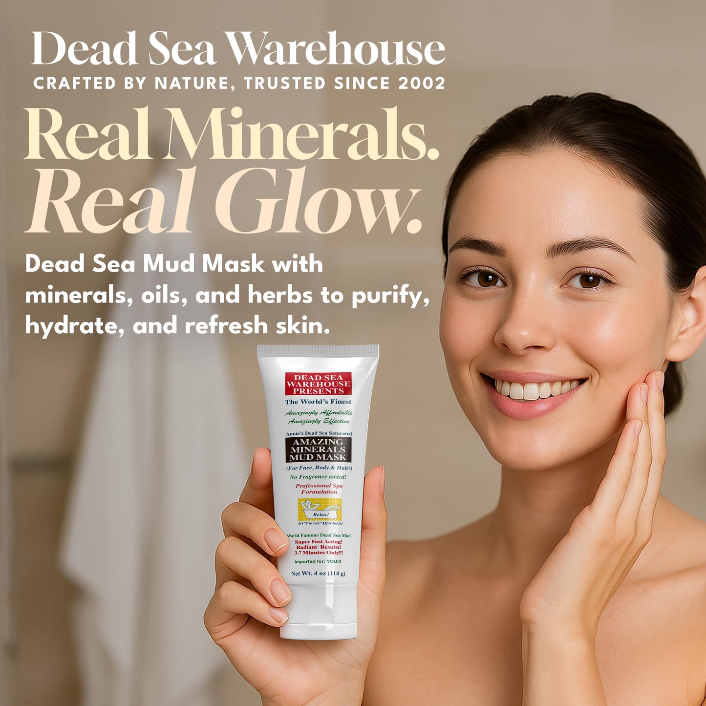 Dead Sea Warehouse – Amazing Minerals Mud Mask – 4 OZ – Dead Sea Mud Cleansing Mask – Mineral Rich – Helps Exfoliate, Purify, & Nourish Skin